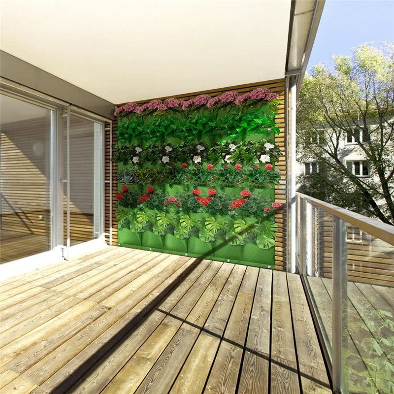 Vertical Grow Bag 4 textilné kvetináče na stenu zelená 2