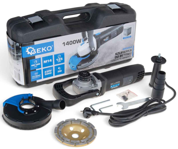Brúska na betón 125 mm, 1400 W regulácie otáčok 2 800-10 000 ot/min, GEKO 1