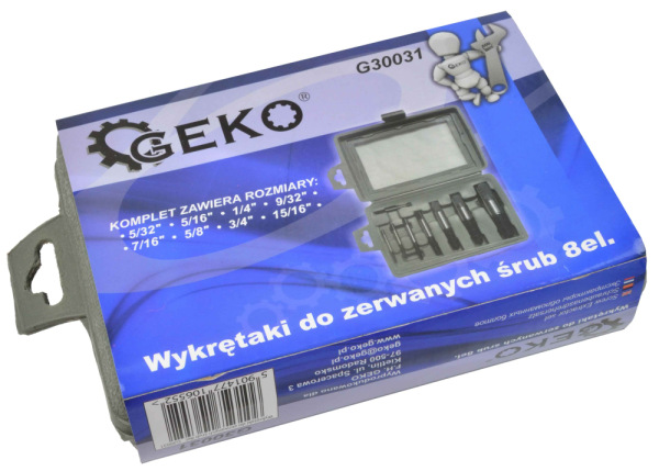 Sada vyťahovačov zalomených skrutiek M3-M50, 8-dielna, GEKO 2