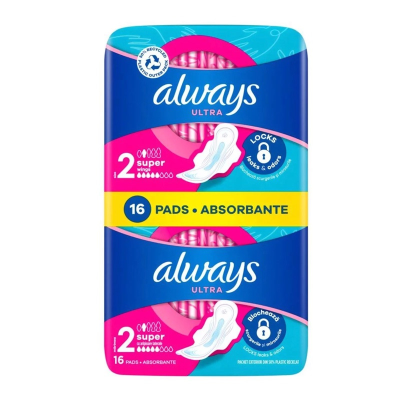 Always Ultra Day Super Hygienické Vložky s krídelkami 16 ks