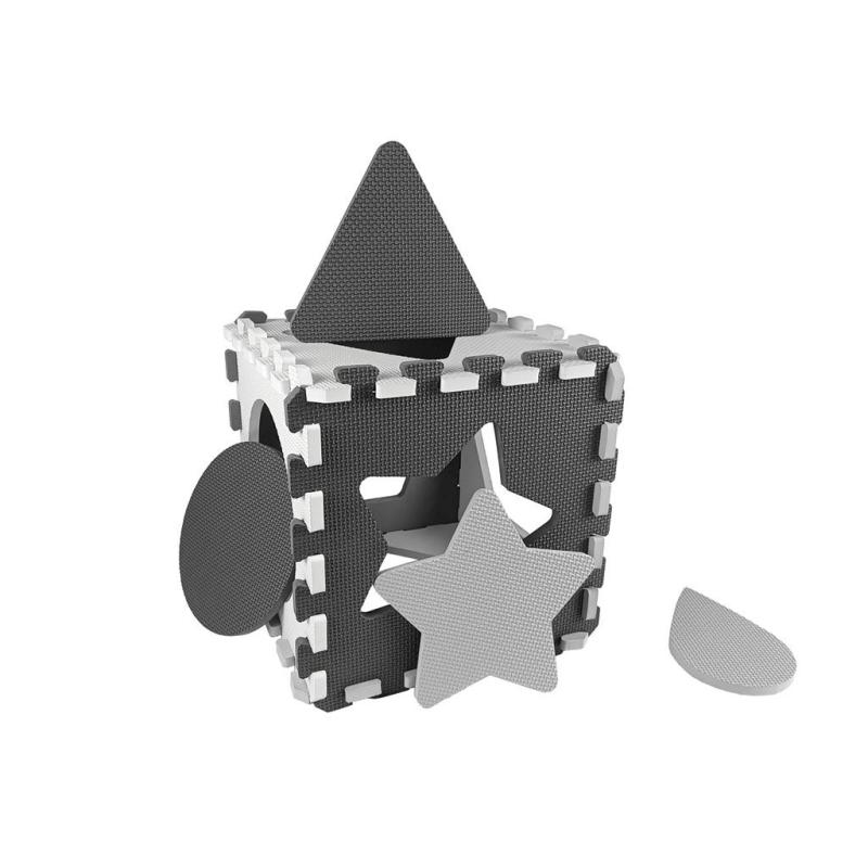 Penové puzzle podložka ohrádka Milly Mally Jolly 3x3 Shapes Grey