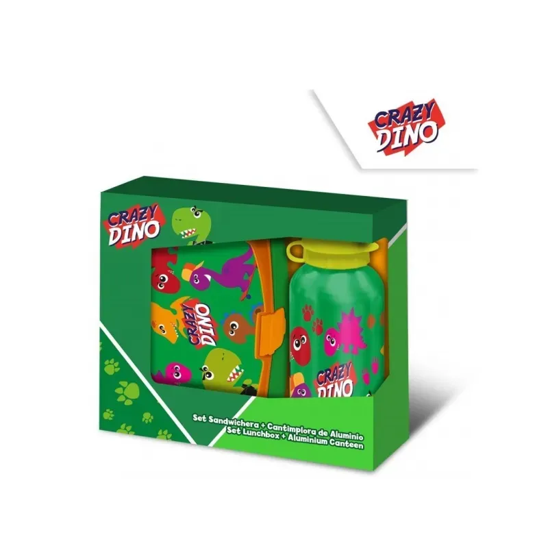 Súprava na desiatu / box + fľaša CRAZY DINO, KL10834