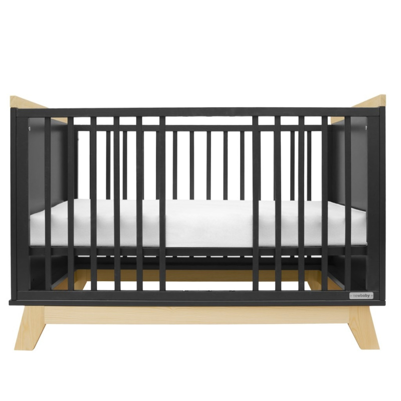 Detská postieľka so zábranou New Baby MARCUS 120x60 cm grafit/prírodná 2