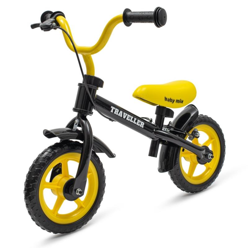 Detský balančný bicykel s brzdou Baby Mix Traveller čierny