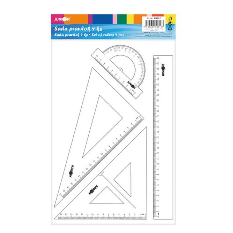 Sada pravítok - 4 ks, transparentná