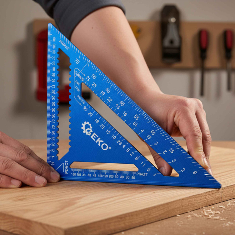 Uholník trojramenný stolársky s príložníkom 300 x 300 x 430 mm x 4 mm, GEKO 13