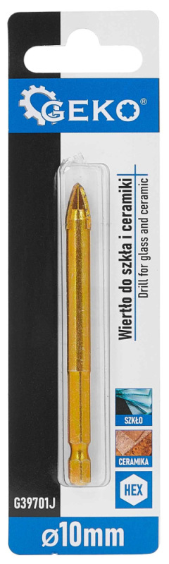 Vrták do skla a keramiky 10 mm, 4-britý, stopka 1/4", GEKO 2