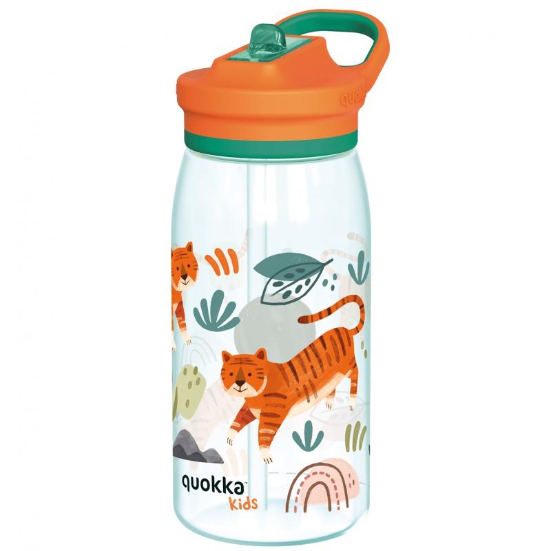 Quokka Kids Glow, Plastová fľaša so slamkou Tigers, 580ml, 40281