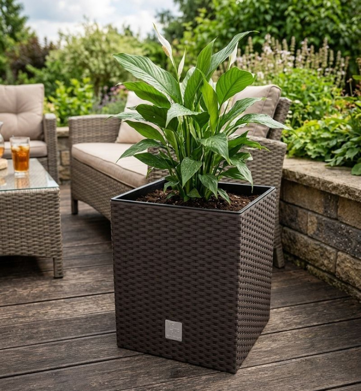 Kvetináč s vložkou RATO low 400, hnedý 1