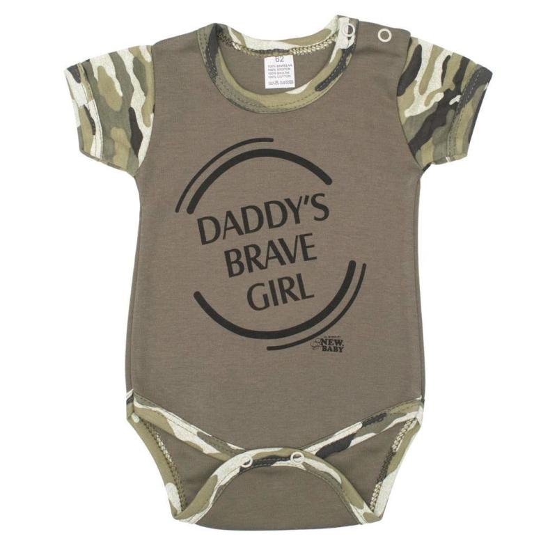 Dojčenské body s krátkym rukávom New Baby Army girl 80 (9-12m)