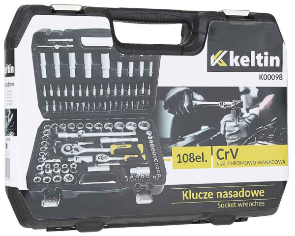 Gola sada 1/4" a 1/2", 108-dielna v plastovom kufri, KELTIN 7