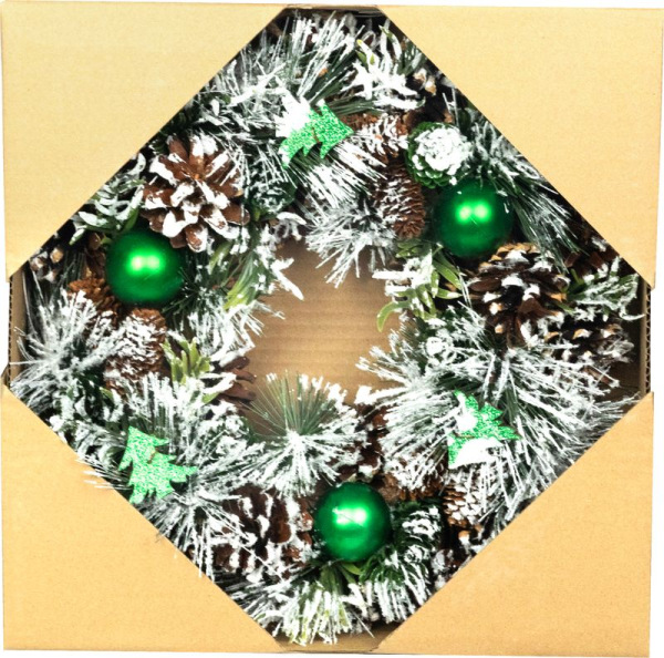 Veniec MagicHome Vianoce, závesný, zeleno-biely, 30x30x8 cm 1