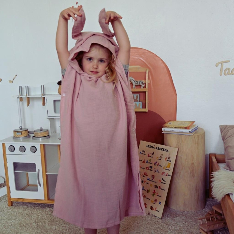 Detské mušelínové pončo New Baby Feeling ružová 80 cm M 3