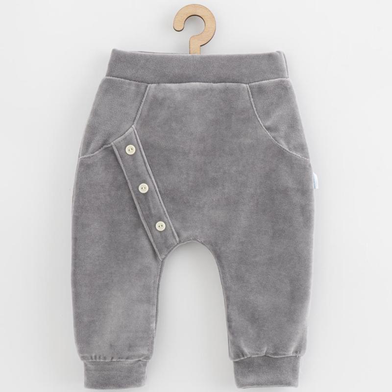 Dojčenské semiškové tepláky New Baby Suede clothes sivá 68 (4-6m)