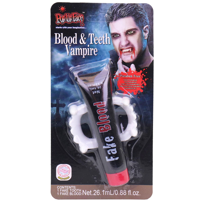 Upírske zuby s krvou