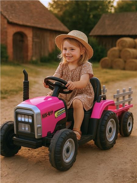 Elektrický traktor Baby Mix Erick s diaľkovým ovládačom ružový 1