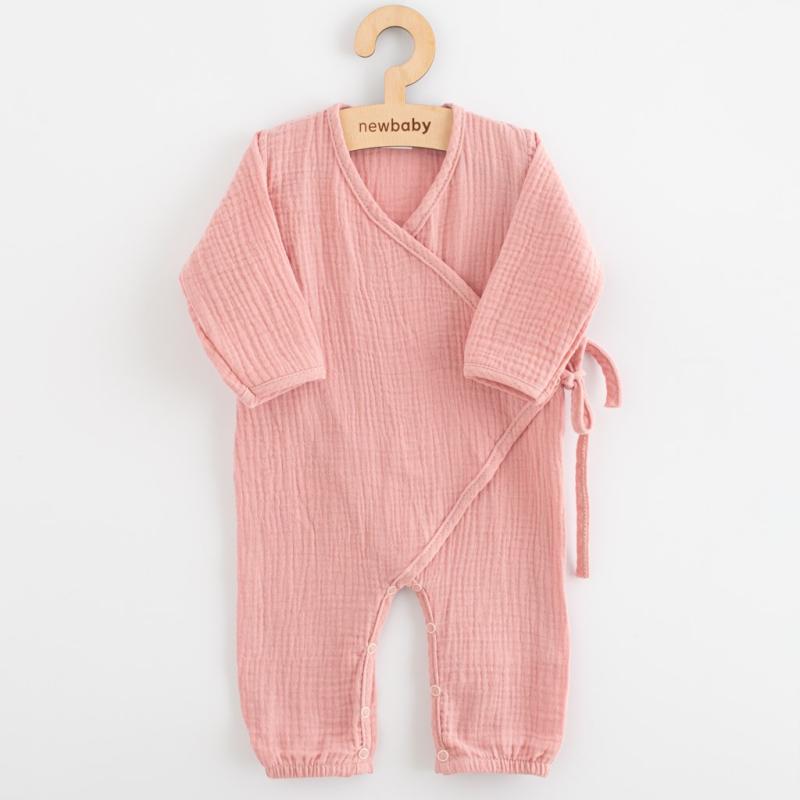 Dojčenský mušelínový overal New Baby pink 80 (9-12m)