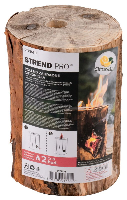 Sviečka Strend Pro WOODSON Citronella , záhradné poleno, repelentné, proti komárom a hmyzu, 2 hod.