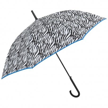 PERLETTI®  Dámsky automatický dáždnik  ZEBRATO / modrý lem, 26164