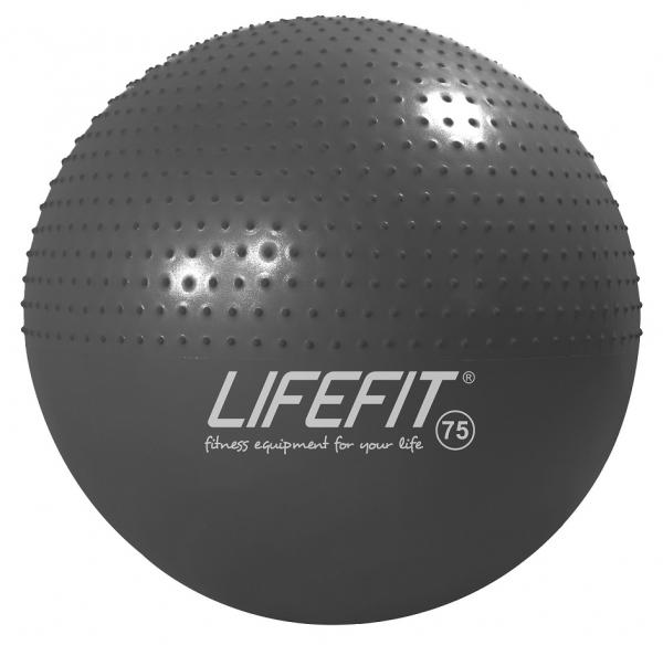 Gymnastická masážna lopta LIFEFIT MASSAGE BALL 75 cm, tmavosivý