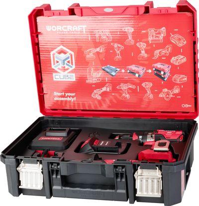 Set Worcraft XCUBE004 ShareSYS Toolbox, bezuhlíkový skrutkovač CHD-S20LiBH, 1x 4.0 Ah akumulátor, 1x