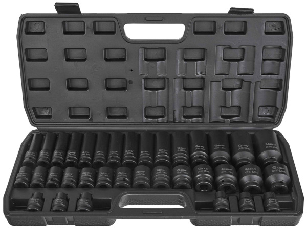 Sada 1/2" úderových hlavíc dlhých i krátkych 8-32 mm, 35-dielna sada v kazete, GEKO 1