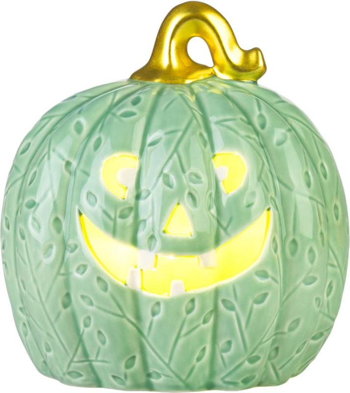 Dekorácia MagicHome Nature, tekvica LED, porcelánová, mentolová, 10,2x12,8x13,8 cm 1