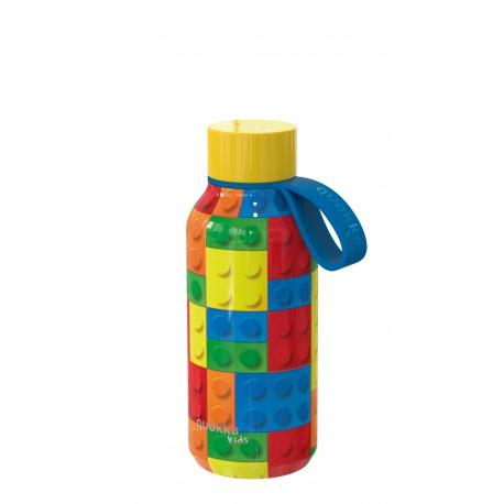 QUOKKA KIDS Nerezová fľaša / termoska s pútkom COLOR BRICKS, 330ml, 40143