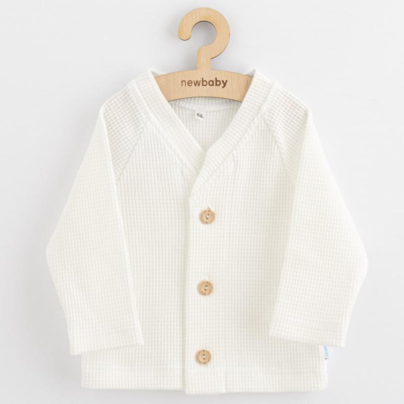 Dojčenský kabátik na gombíky New Baby Luxury clothing Oliver biely 56 (0-3m)
