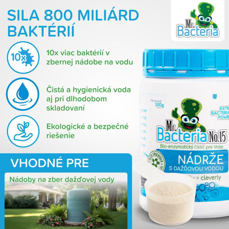 Aktivátor Mr.Bacteria No.15, do nádrže s dažďovou vodou, 500 g 1