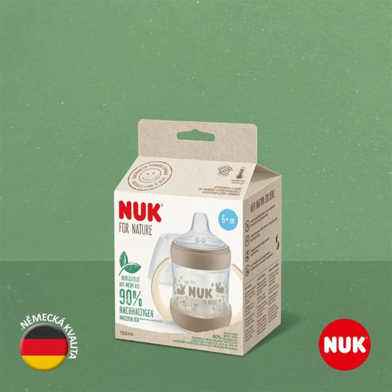 Dojčenská fľaša na učenie NUK for Nature s kontrolou teploty 6-18m hnedá 4