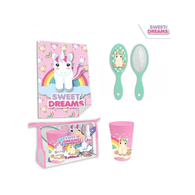 KIDS LICENSING Detský cestovný kozmetický set (kefa, pohár, uterák) UNICORN, KL10522