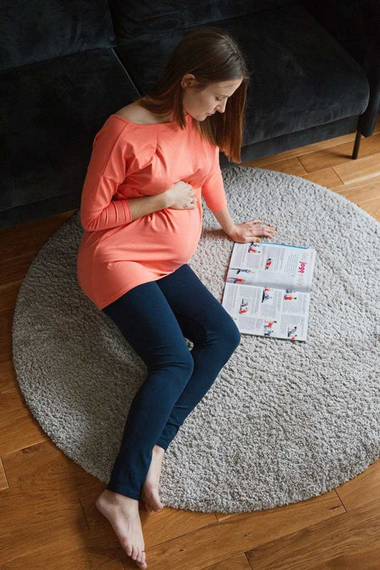 Tehotenské legíny s vysokým pásom milk & love modrá S 2