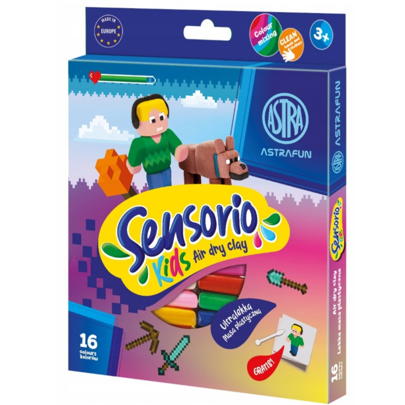 Modelovacia hmota (air dry clay) Sensorio Kids Pixel, 16 farieb, 336124023 1