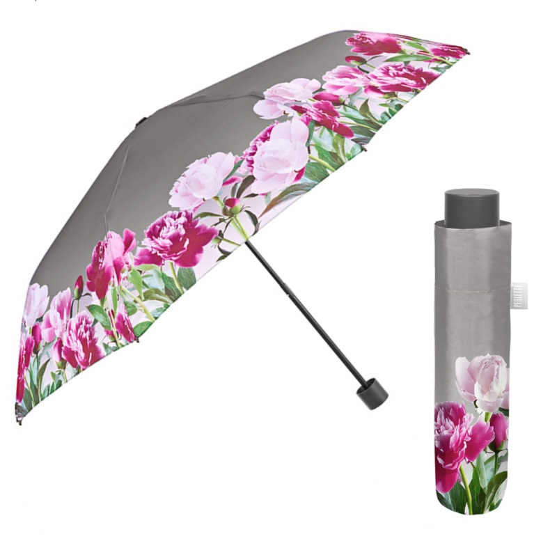 Dámsky mini manuálny dáždnik Perletti Time Flowers – sivý, 26491