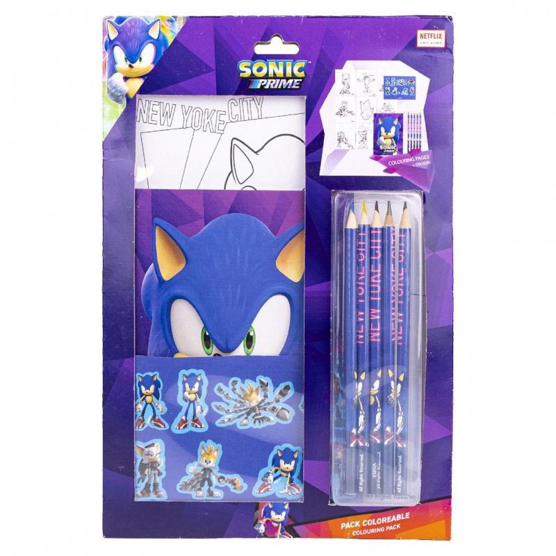 CERDÁ Kreatívny set Ježko Sonic (omaľovánky, pastelky, samolepky, blok), 2700000773