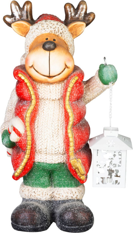 Dekorácia MagicHome Vianoce, vianočný sob s lampášom, LED, 17x22x43 cm 1