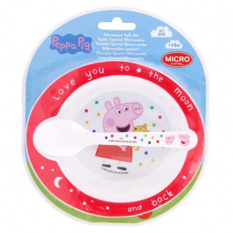 Detský plastový riad 2ks, PEPPA PIG Baby, miska, lyžička, 13478