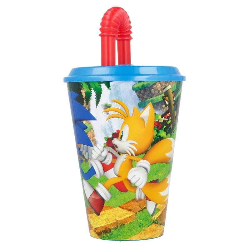 STOR Plastový pohár s vrchnákom a slamkou JEŽKO SONIC 430ml, 40530