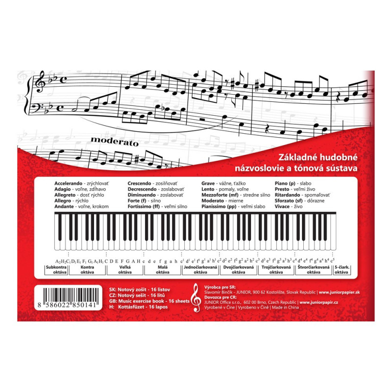 Zošit notový - 16 listový Junior 1