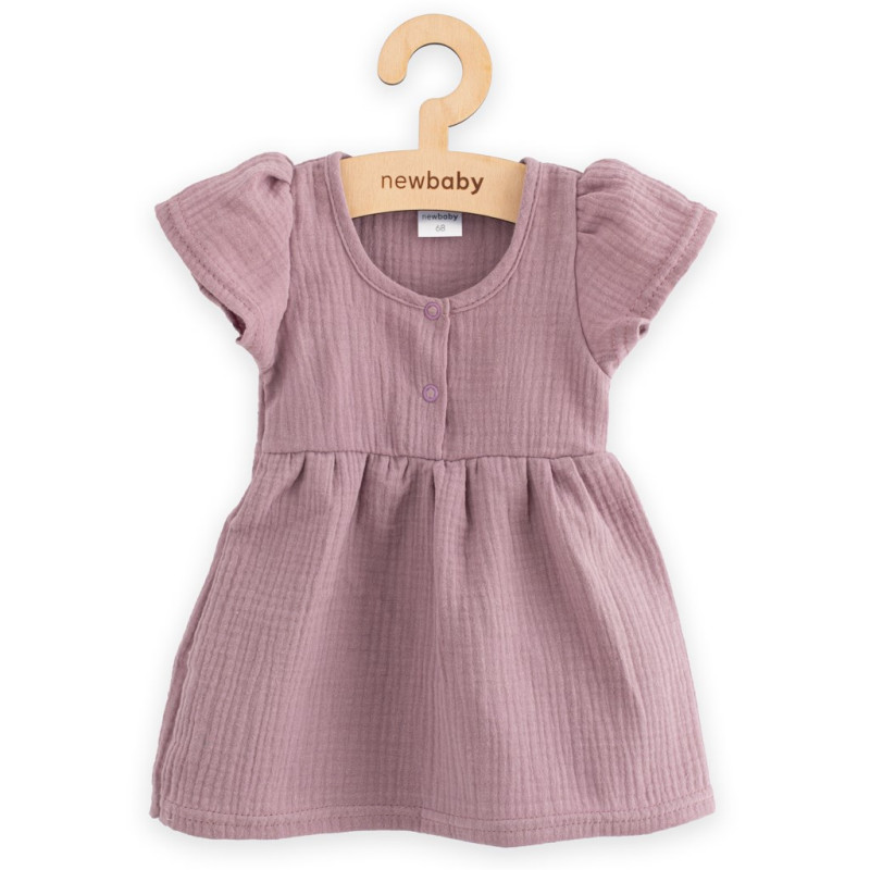 Dojčenské mušelínové šaty New Baby lavender 86 (12-18m) 1