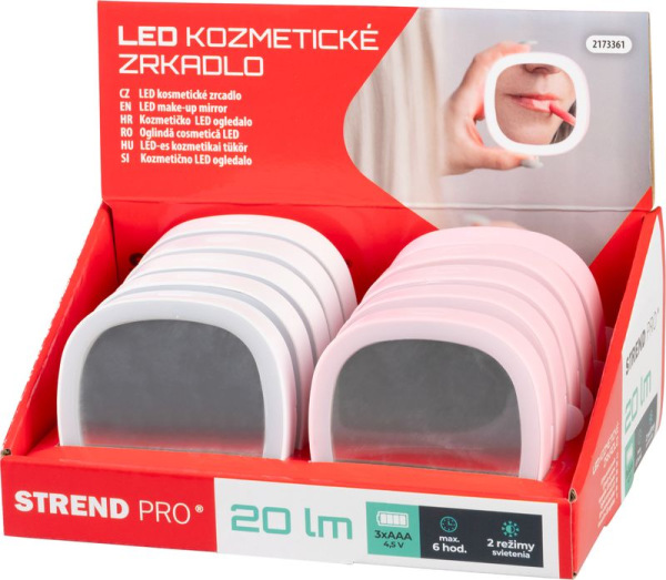 Zrkadlo Strend Pro XL1204011, vreckové, kozmetické, LED, 3xAAA, Sellbox 10 ks 4