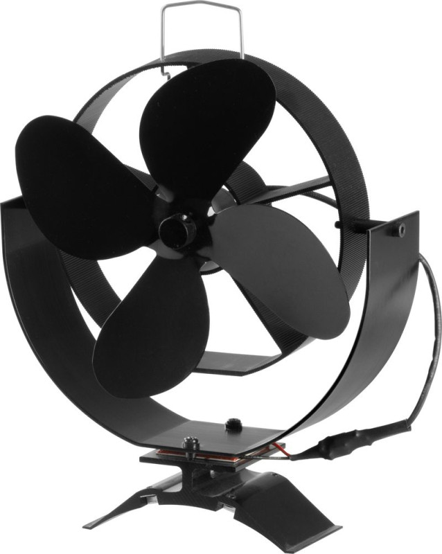 Ventilátor Strend Pro, krbový, s úchytom na dymovod a magnetom, poháňaný teplom, 4-lopatkový, čierny 2