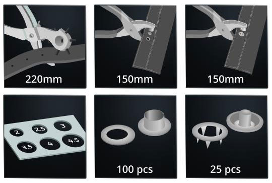 Sada klieští na čalúnické nity, 3-dielna + okrúhle nity, PRO-TECHNIK 4