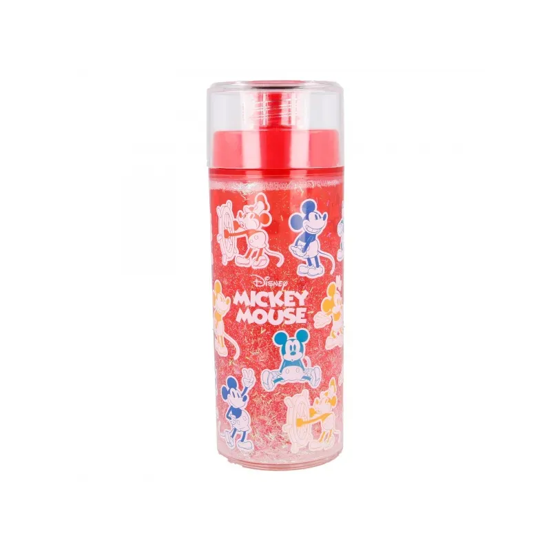 Plastová fľaša s dvojitým plášťom s trblietkami MICKEY MOUSE, 370ml, 60121