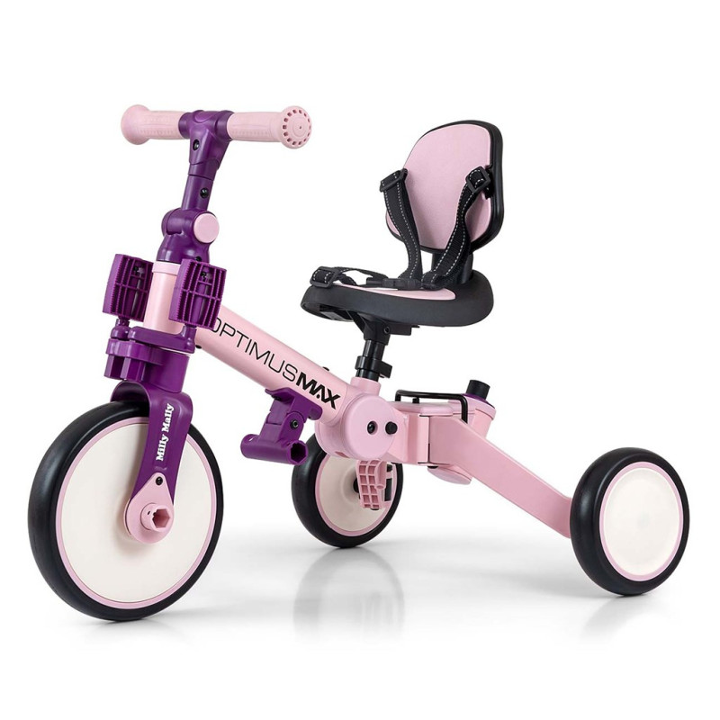 Detská trojkolka 5v1 Milly Mally Optimus Max s vodiacou tyčou pink 2