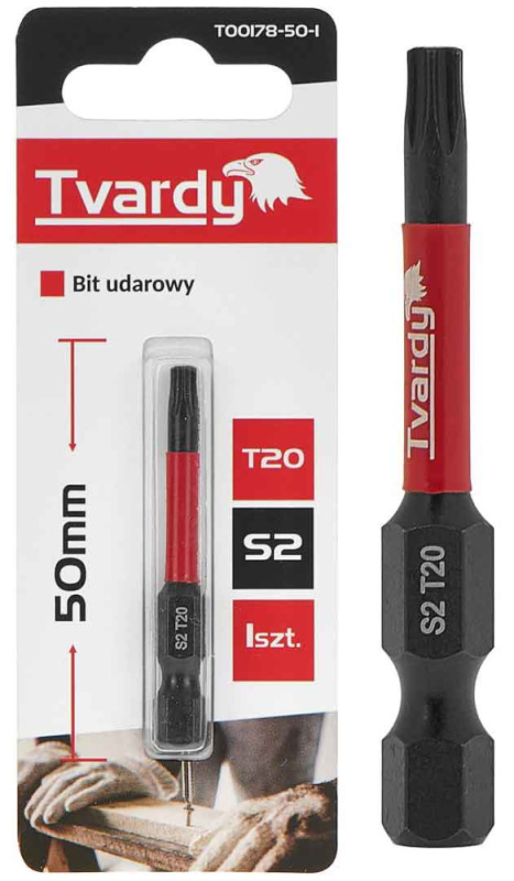 Bit úderový 1/4" T20 x 50mm, S2, TVARDY 1