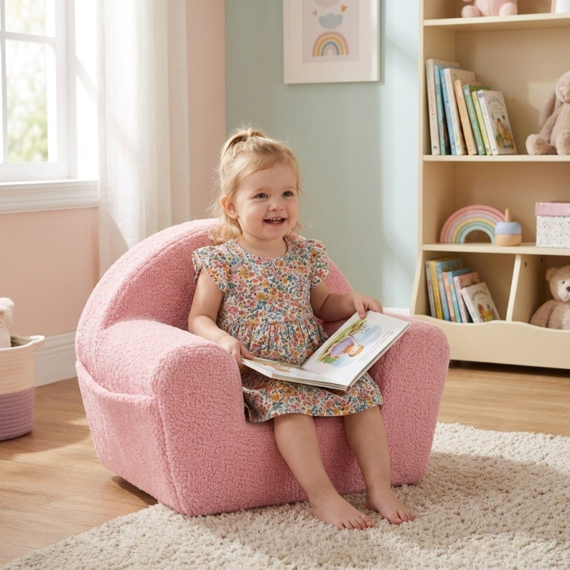 Detské kreslo s bočným vreckom New Baby Teddy pink 2