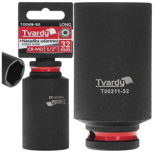 Hlavica nástrčná predĺžená 6HRAN 1/2" 32 mm, úderová, Cr-Mo, TVARDY