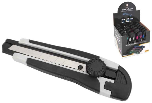 Sada ulamovacích nožov 18 mm v predajnom boxe, 24 ks, s kolieskom, 4 farby, XL-TOOLS 4
